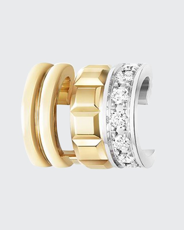 Two-Tone 18k Quatre Diamond Clip Earring
